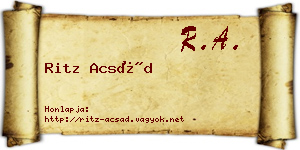 Ritz Acsád névjegykártya